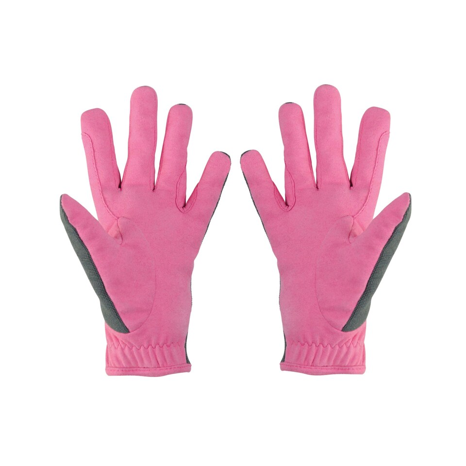 image 1 of Little Rider Childrens/Kids Merry Go Round Riding Gloves - Grey/Pink - XL Grey | XL