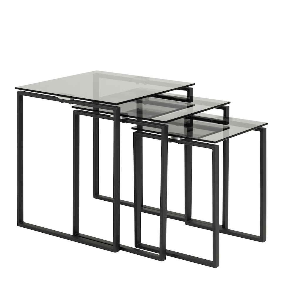 image 1 of Katrine Nest of Tables with Smoked Glass Top Set of 3