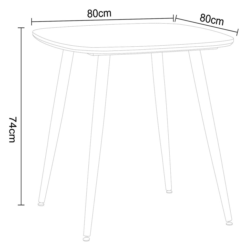 image 1 of Core Products Aspen White Square Dining Table - Black Tapered Legs H75cm x W80cm x D80cm White | Black