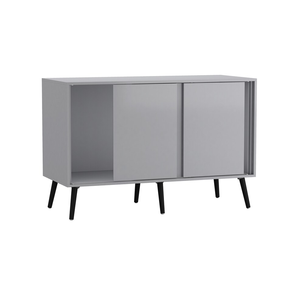 image 1 of URBNLIVING Grey Carcass 3 Door Sliding Storage Cabinet | Multi | Grey Doors & Black Legs | 1