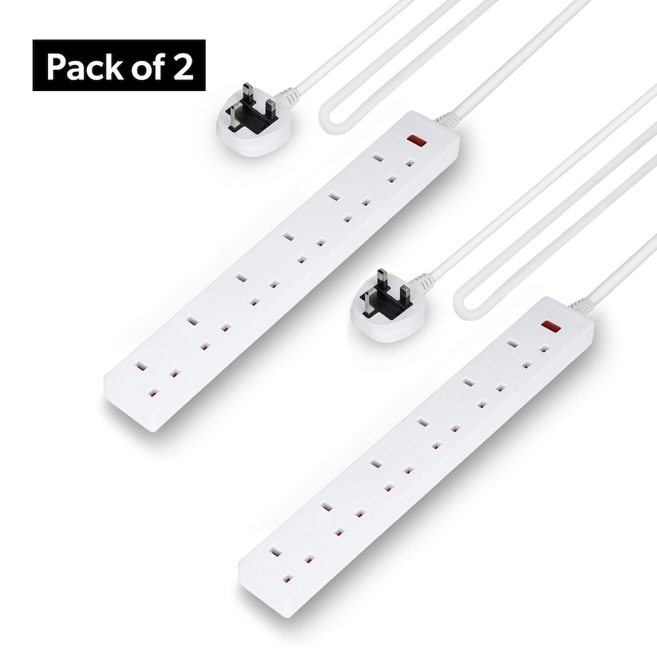 image 1 of GEEPAS 6 Gang Extension Lead, 2M Cable