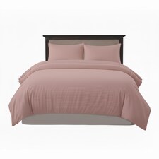 Embossed Stripe Duvet Cover Soft Microfibre Bedding with Pillowcases | Pink | Single