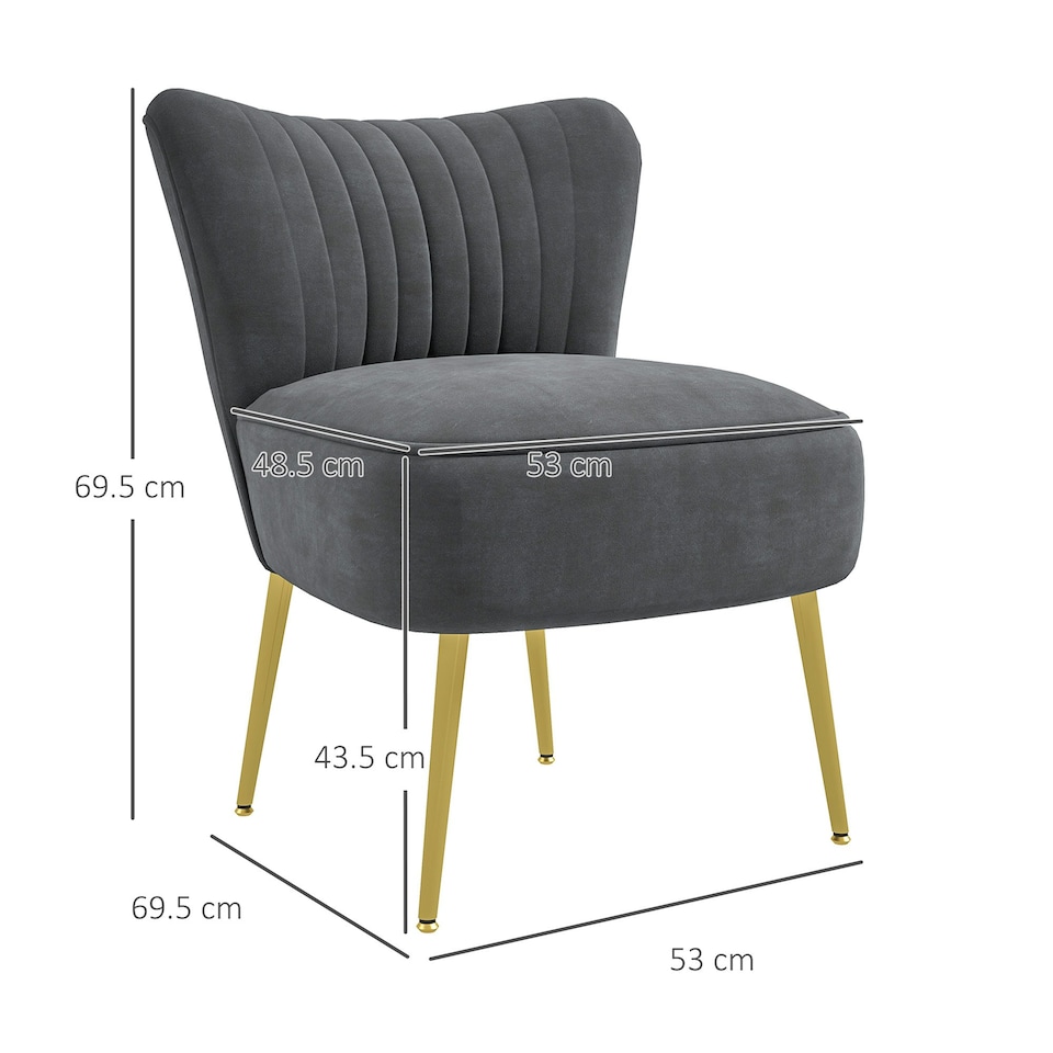 image 1 of HOMCOM Accent Chair Wingback Armless Chair for Bedroom Grey