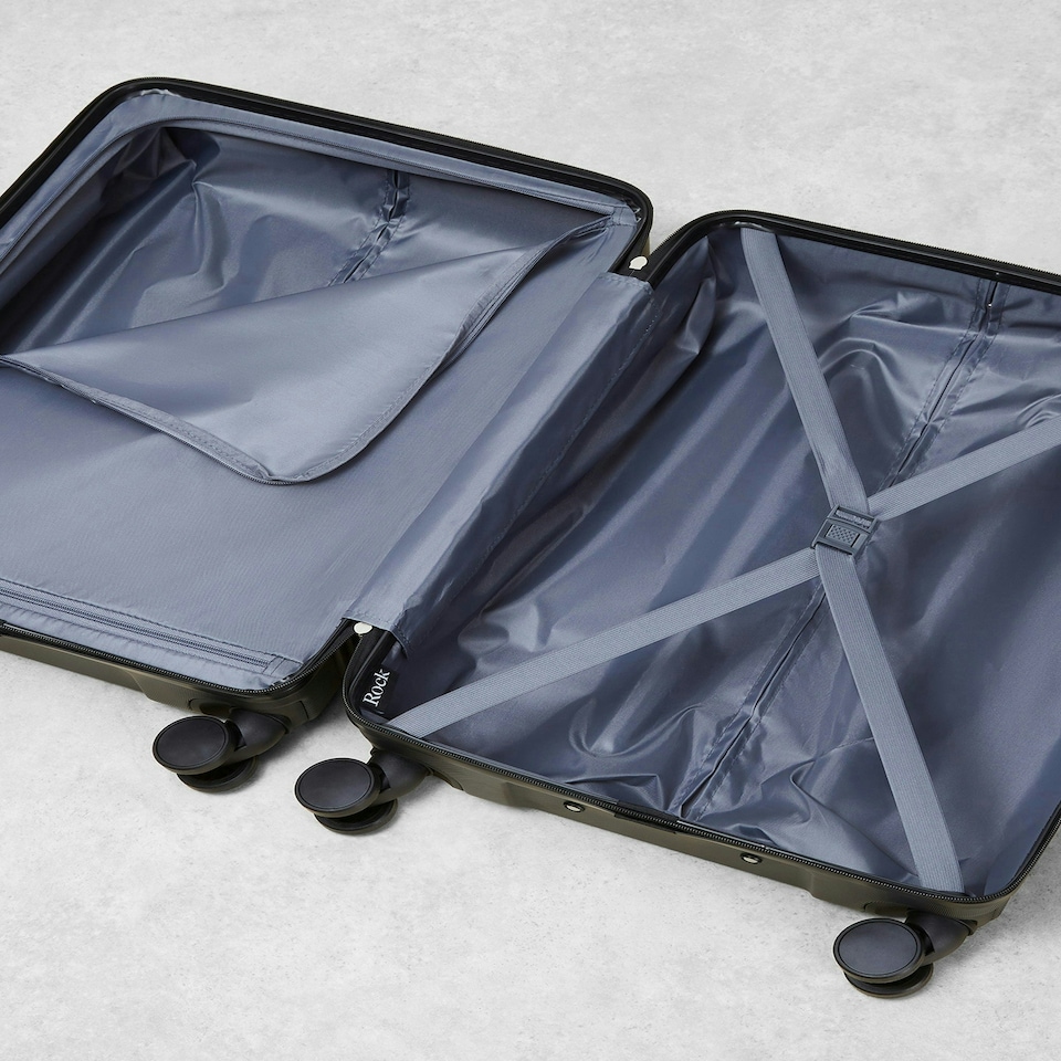 image 1 of Rock Lisbon 3 Piece Set Suitcases Black Black | Large