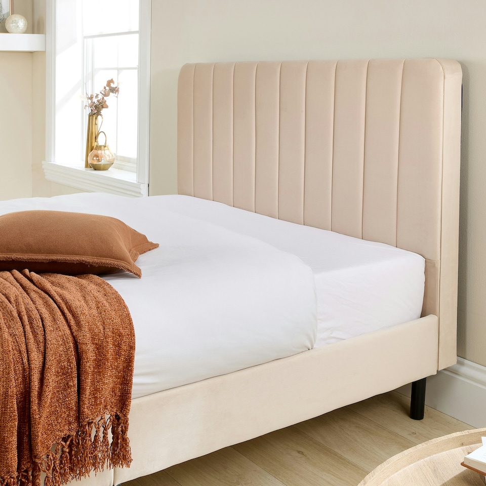 image 1 of Rosella Upholstered Bed in Cream, Single