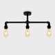 image 1 of ValueLights Industrial Satin Black 3 Way Bar Pipework Ceiling Light | Black