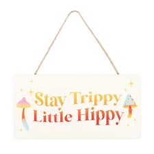Something Different Stay Trippy, Little Hippy Hanging Sign - White/Orange/Red - One Size