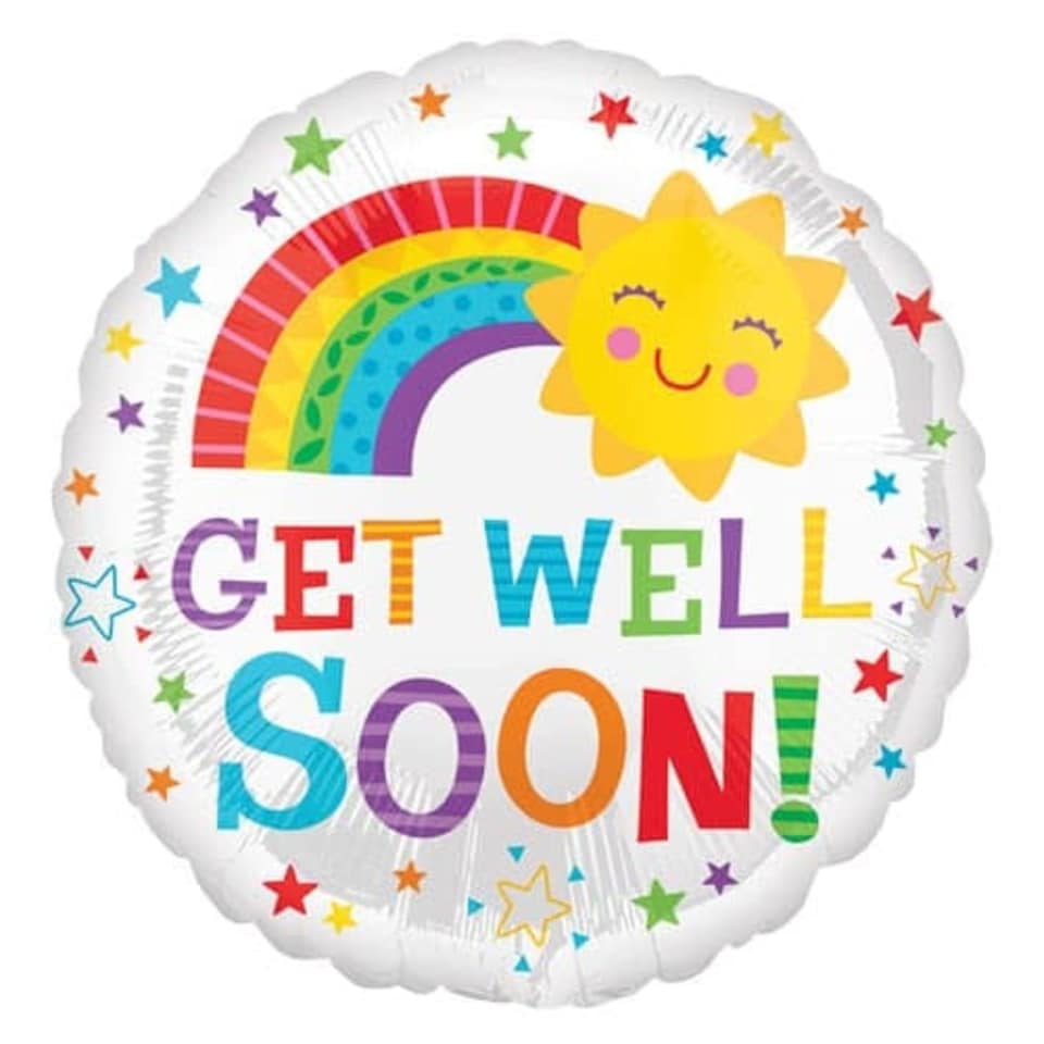 Get Well Soon Sun Round Foil Helium Balloon 43cm / 17 in