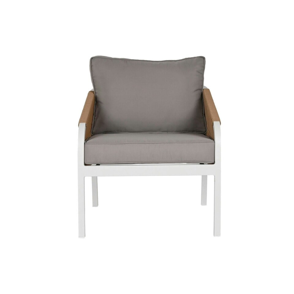 image 1 of Table Set with 3 Armchairs Home ESPRIT White Natural Light grey 189 x 73 x 84 cm N/A