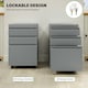 image 5 of Vinsetto 3 Drawer File Cabinet, Lockable Metal Filling Cabinet, Grey