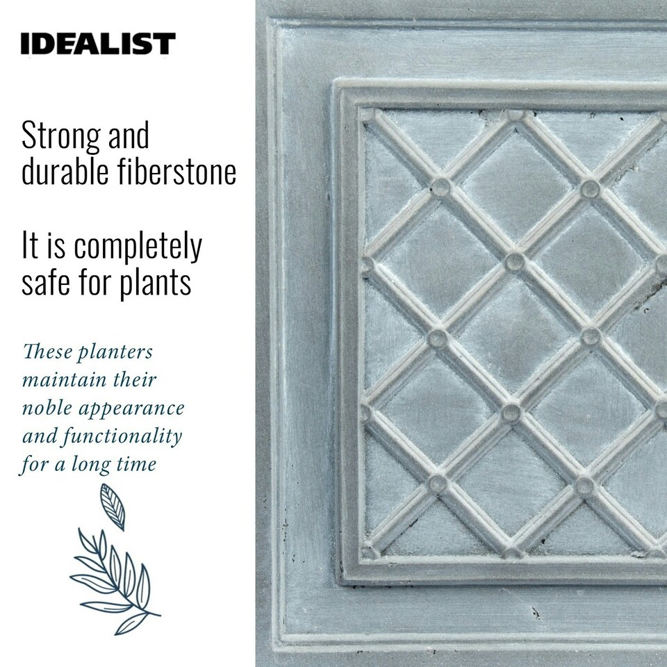 image 1 of Faux Lead Lattice Box Square Grey Light Stone Garden Planter W45 H45 L45 cm, 72 ltrs Cap.