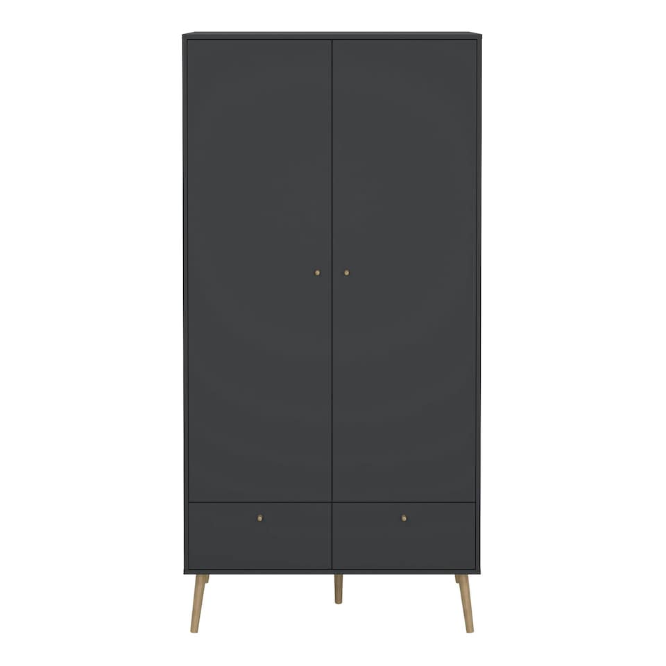 image 1 of Cumbria Wardrobe with 2 Doors + 2 Drawers Dark Grey