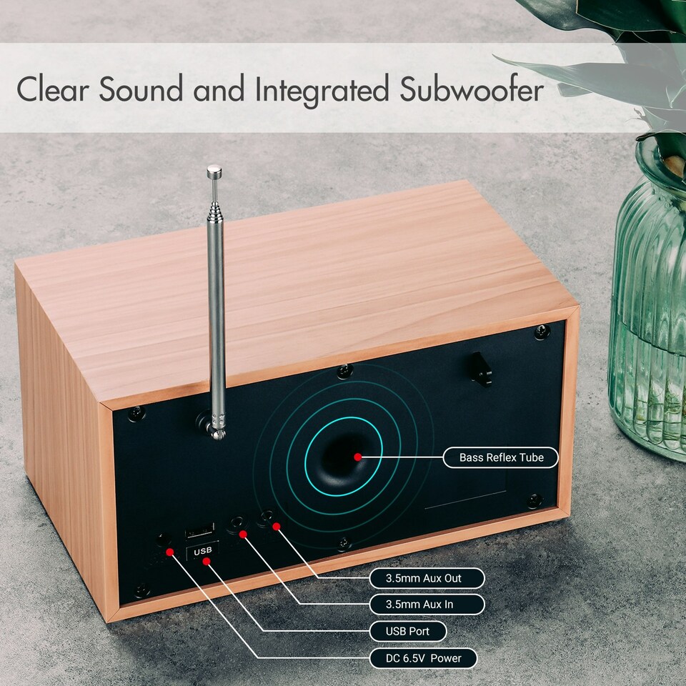 image 1 of Bluetooth Speaker with DAB/DAB+/FM Radio, Dual Alarm Clock, USB MP3 Playback & AUX-In – August MB420K