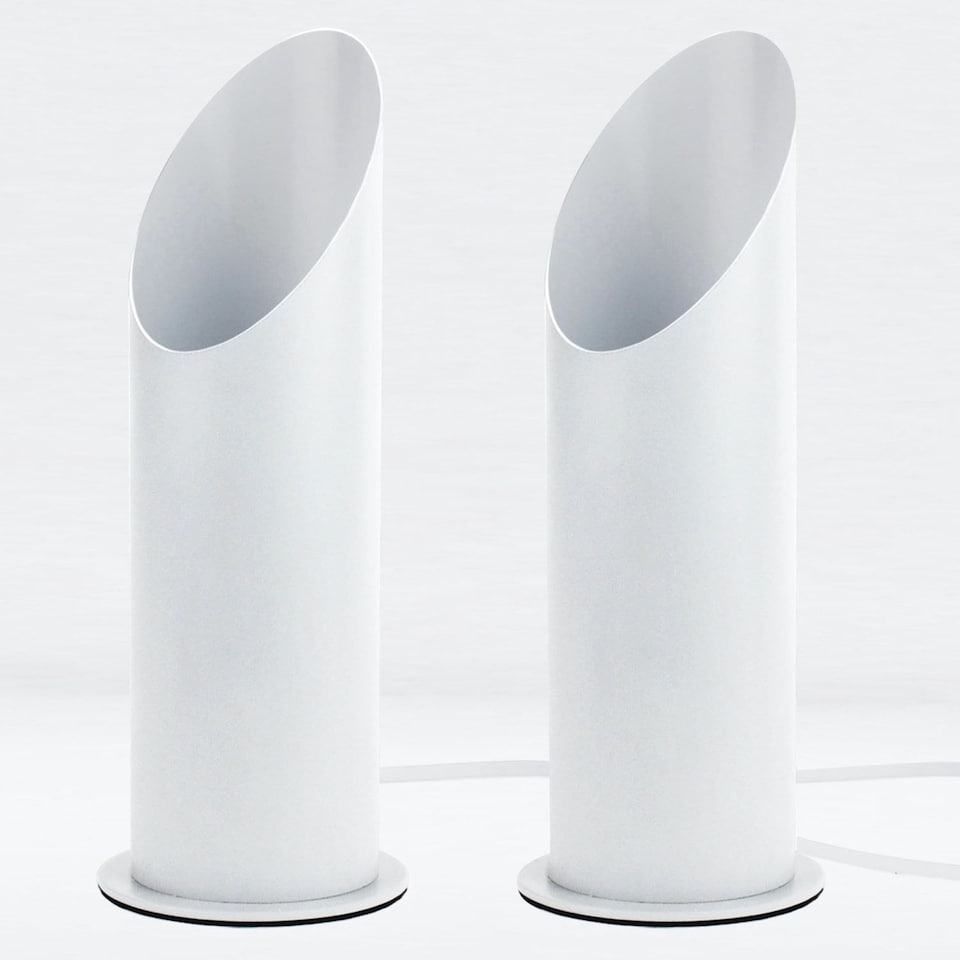 image 1 of Set of 2 White Metal Tubular Floor Uplights | White | White | Medium | 2