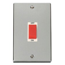SE HOME Polished Chrome 2 Gang Size 45A Switch White | Polished Chrome