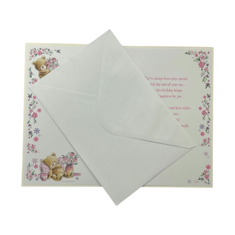 image 1 of You're 21 Today! Teddy And Floral Design Birthday Card