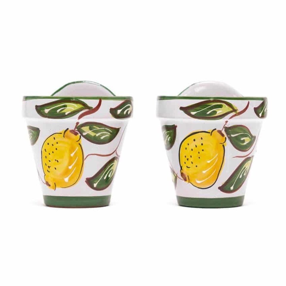image 1 of Verano Spanish Ceramics Set of 2 Hanging Plant Pots - 22cm Lemons Multi