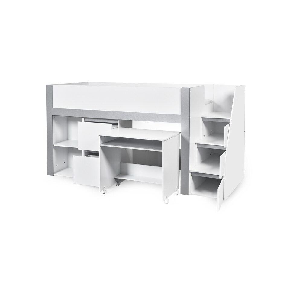 image 1 of Gaia 90cm Single Midsleeper - White and Silver