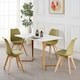 image 7 of Set of 4 Scandinavian Dining Chairs with Leather Cushions Solid Wood Legs | Green | Lime Green