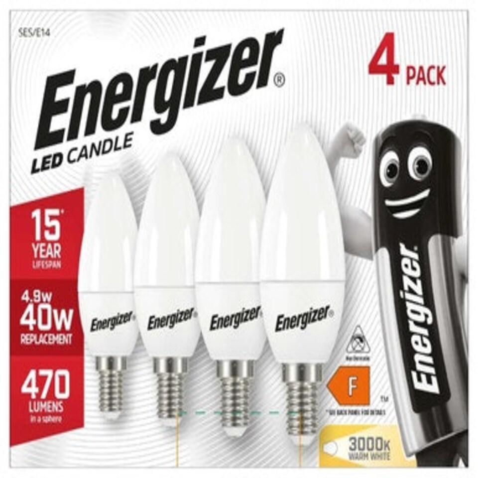 image 1 of Energizer LED E14 470lm 4.9W 3000K Non-Dimmable (Warm White) - Pack of 4