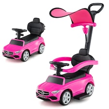 COSTWAY 3-in-1 Ride on Push Car w/ Adjustable Canopy Pink