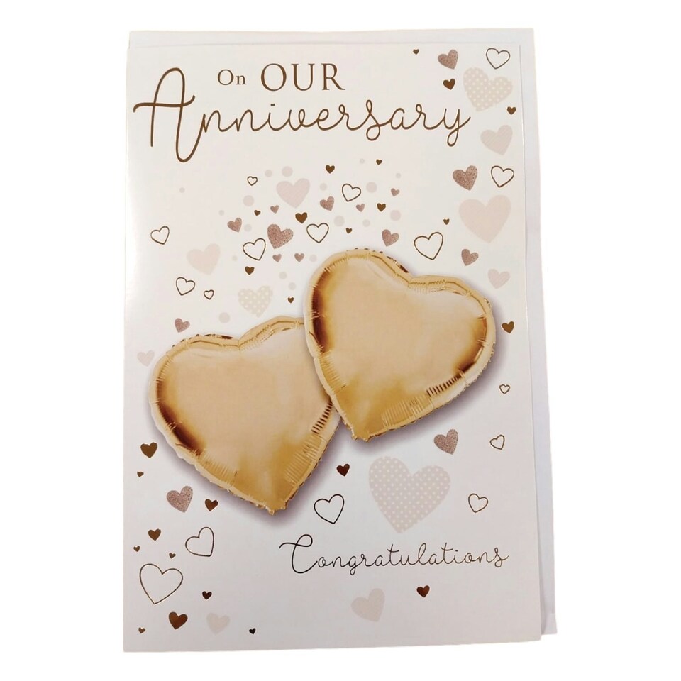 image 1 of On our Anniversary Congratulations Balloon Boutique Greeting Card