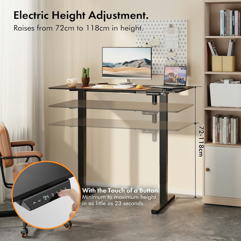 image 1 of VonHaus Large Adjustable Electric Standing Desk with USB-C charging