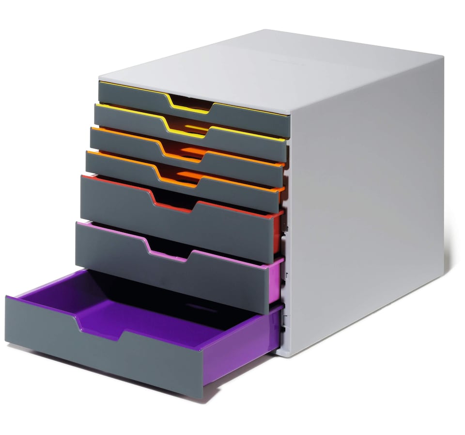 image 1 of Durable VARICOLOR Desktop Organiser 7 Drawer Colour Coded Modular Storage | A4+ | Grey