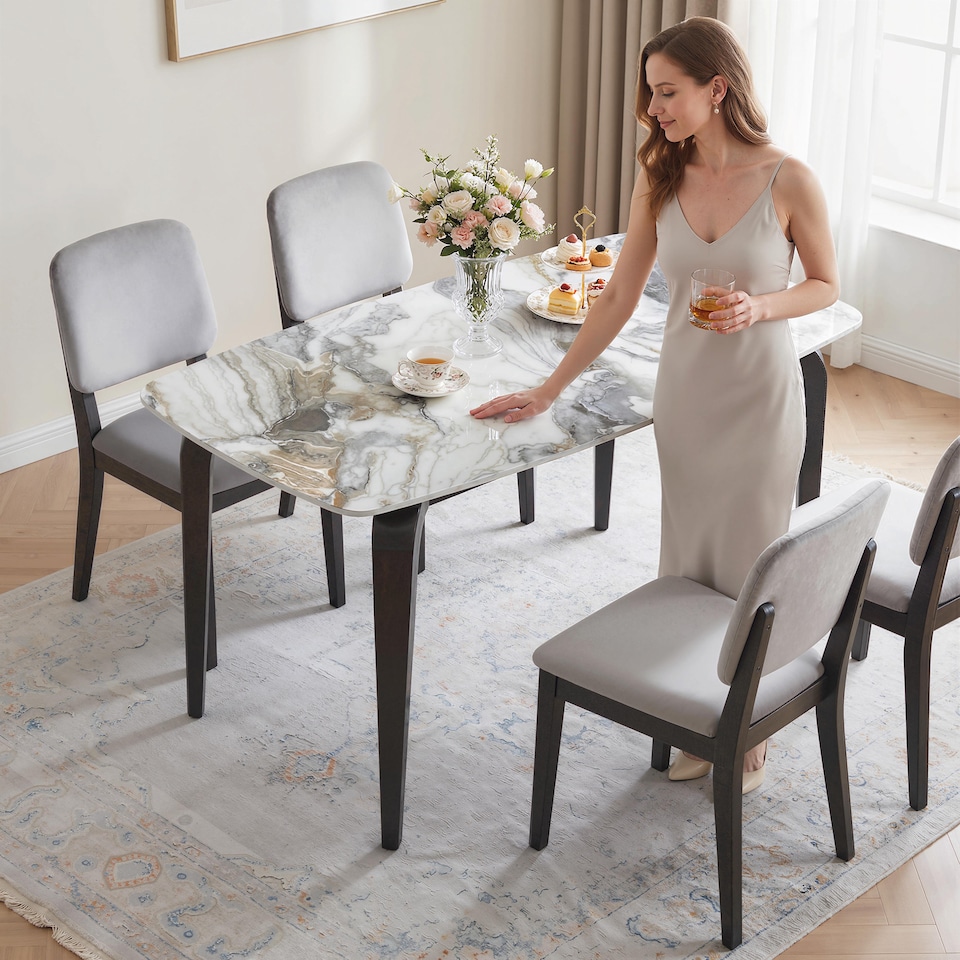 image 1 of HOMCOM Dining Table for 4, Kitchen Table with Sintered Stone Tabletop