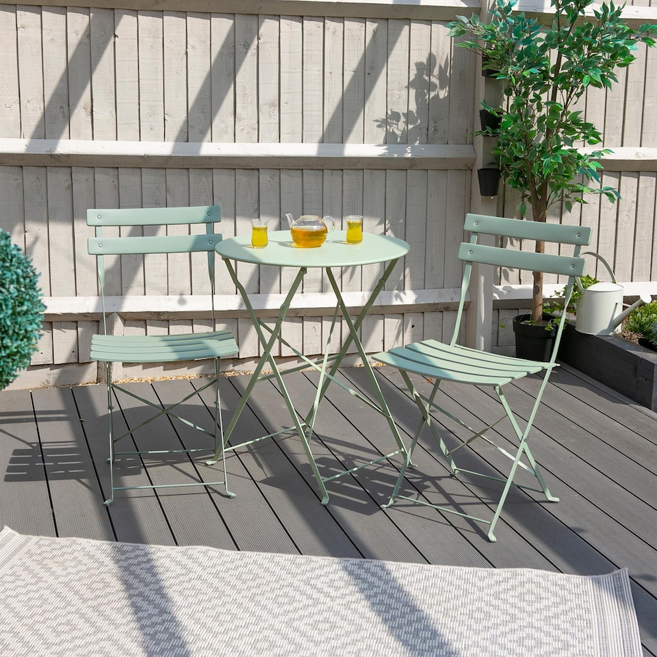 image 1 of Harbour Housewares 2 Seater Sussex Bistro Set - Round - Sage Green | Green | Sage Green | 1