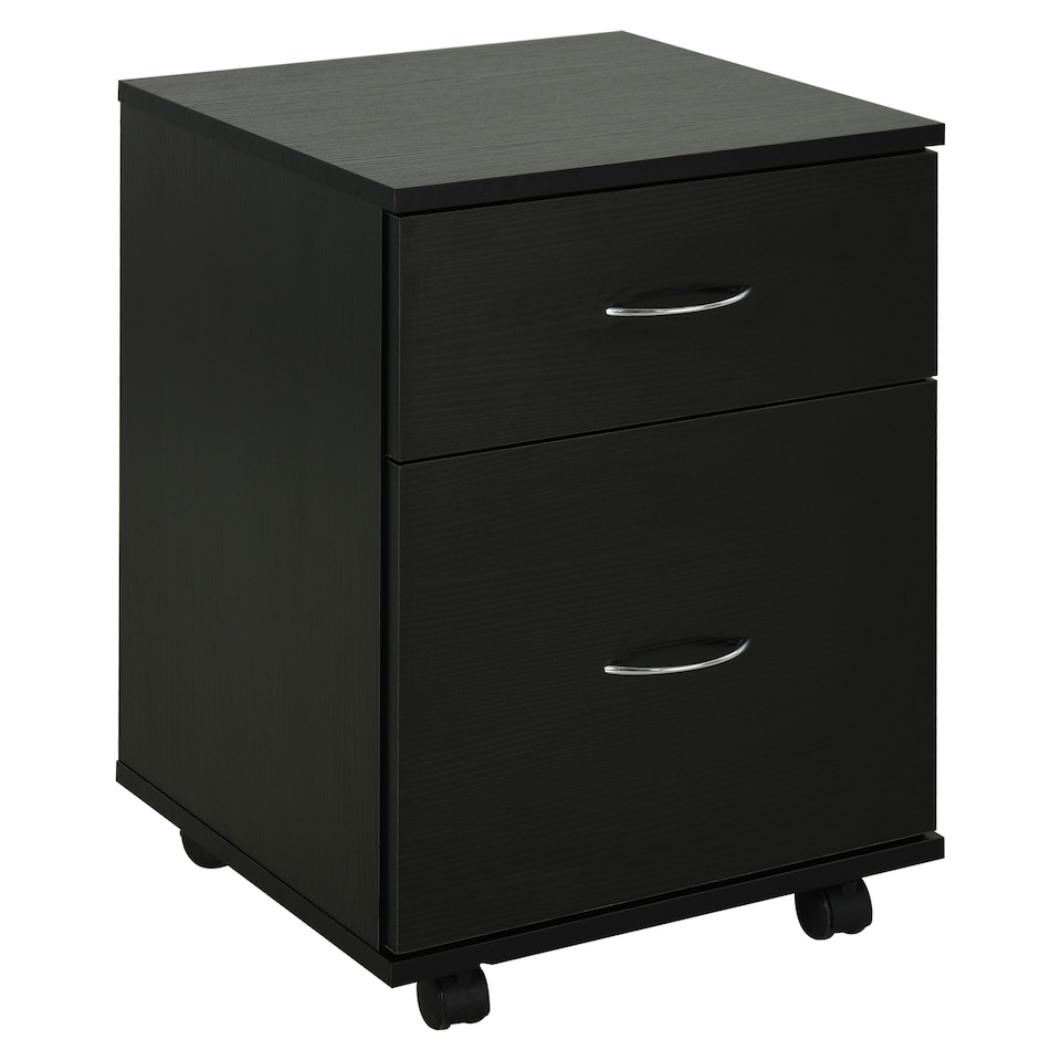 image 1 of HOMCOM Pedestal Office Mobile Filing Cabinet 2 Drawer Black
