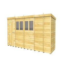 17 x 5 Feet Pent Shed - Single Door With Windows - Wood - L147 x W492 x H201 cm Brown