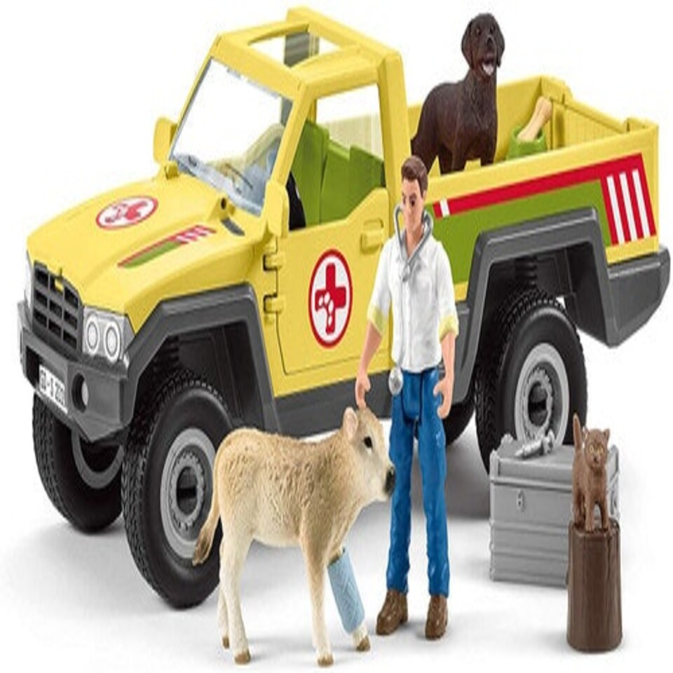 image 1 of Schleich Veterinarian 4x4 Visit At The Farm Figure