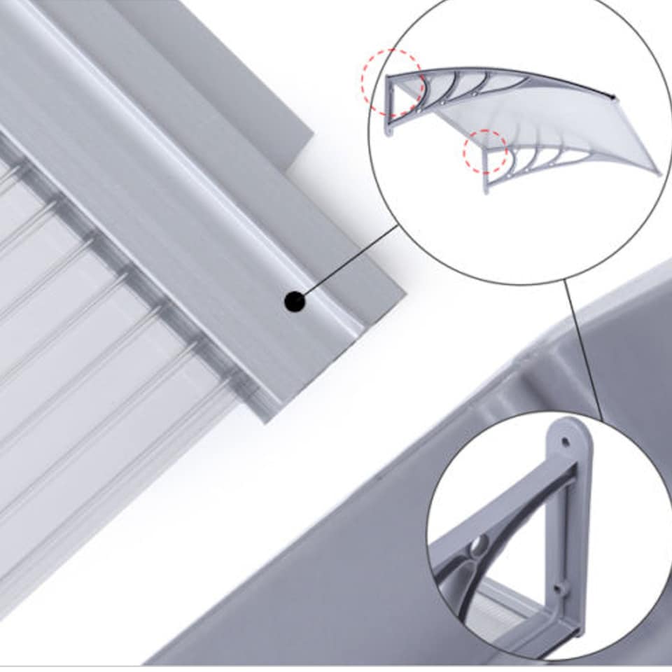 image 1 of Outdoor Front Door Canopy Porch Awning Patio Rain Shelter Cover 120x80cm | Clear | 1