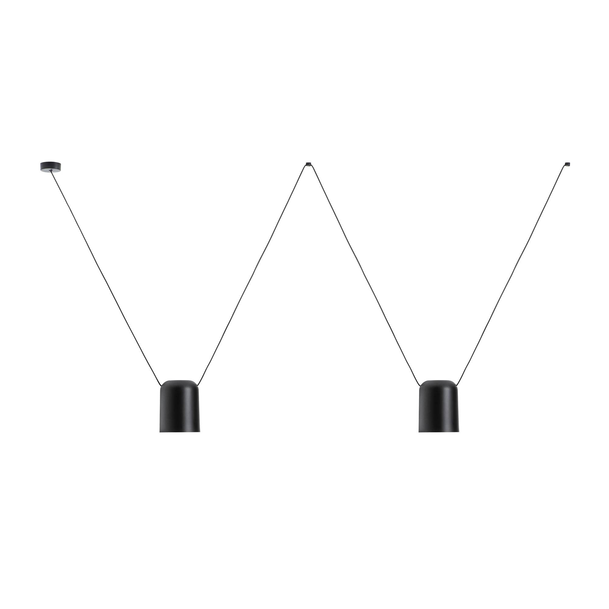 Attic Decorative Hanging Ceiling Pendant Matt Black 2x E27 / 75cm x 200cm