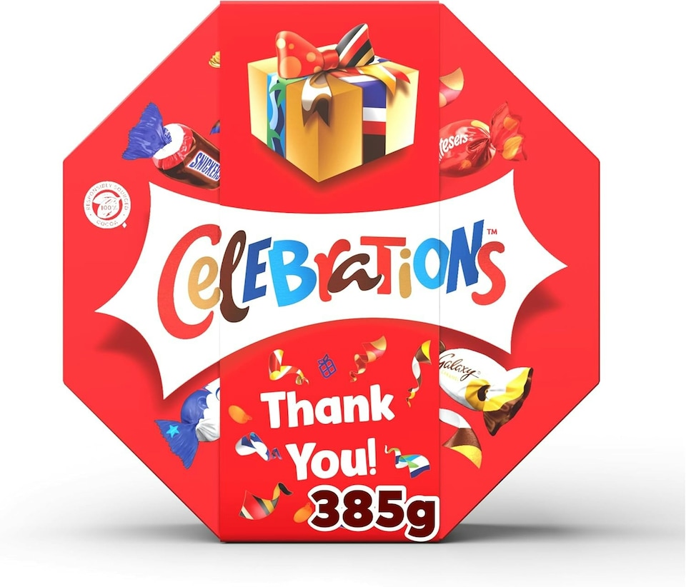 image 1 of Celebrations Centrepiece 385g Chocolate Gift with Thank You sleeve