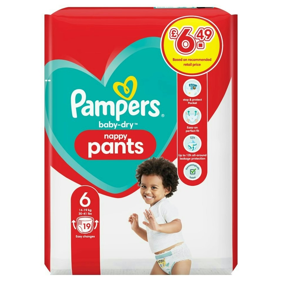 Pampers Baby-Dry Pants Size 6, Nappies 285g (Pack of 4)