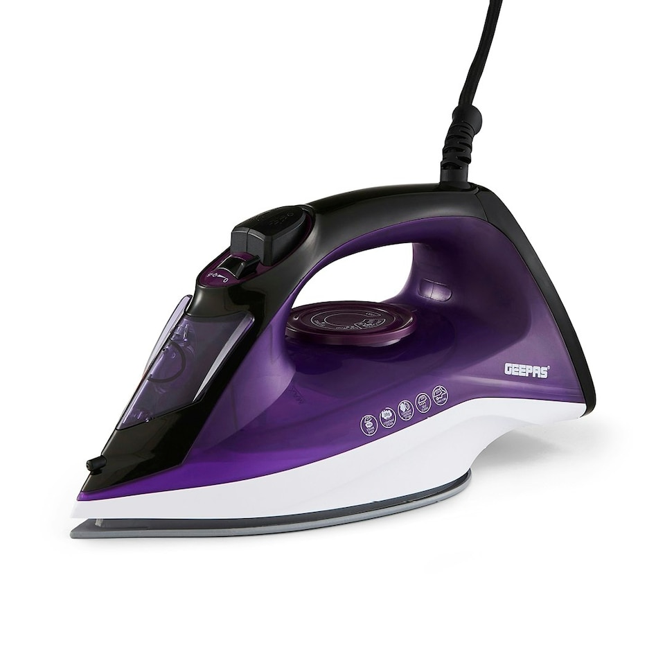 image 1 of GEEPAS Steam Iron | Clothes Dry & Steam Press, 2400W Purple