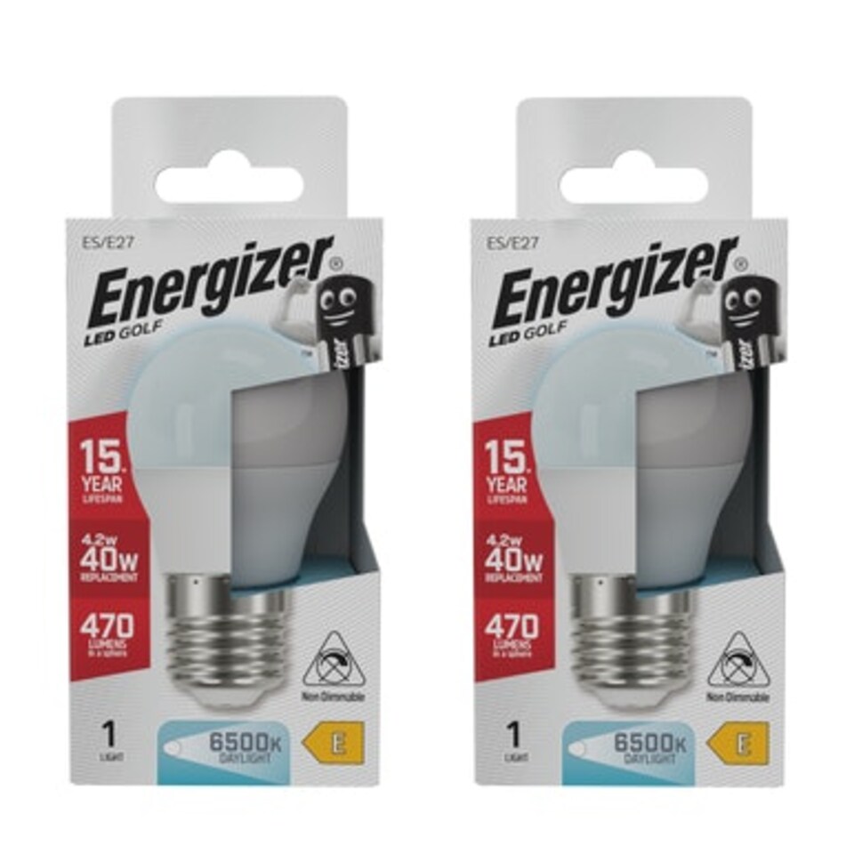 image 1 of Energizer LED Golf Ball E27 470lm 4.2W 6500K (Daylight) Light Bulb - Pack of 2