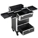 image 1 of Yaheetech Aluminum Makeup Train Case with Slide-Out Drawer Black Black