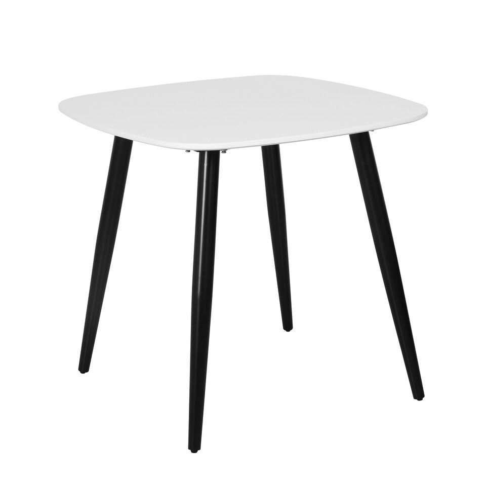 image 1 of Aspen White 80cm Square Dining Table with 4 Upholstered Cord Fabric Diamond Stitch Chairs - Stylish Compact Dining Set | Blue | Blue | 1