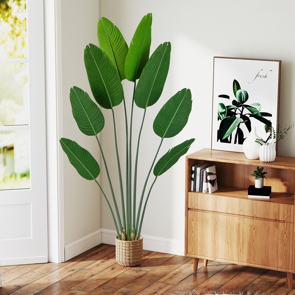 image 1 of COSTWAY 1.9 M Artificial Banana Leaf Tree Potted Fake Plant 1 Pack