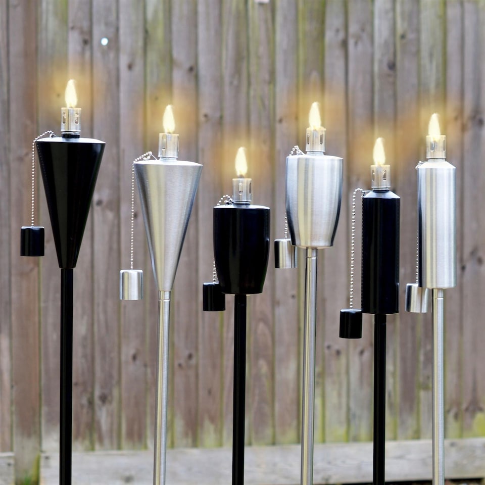 image 1 of Harbour Housewares Metal Garden Torches - Cone - Black - Pack of 12