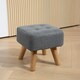image 2 of HOMCOM Modern Footstool, Fabric Foot Rest with Rubber Wood Legs Grey