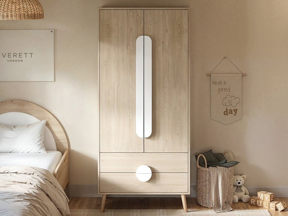 image 1 of Flair Noah 2 Door Wardrobe with 2 Drawers Oak & White