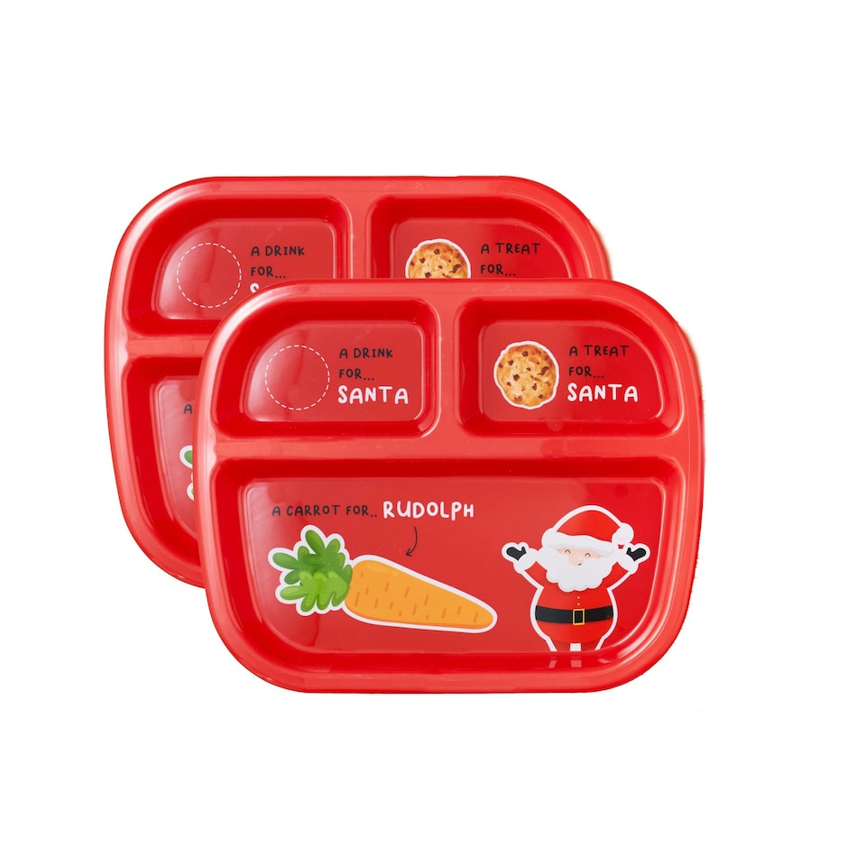 image 1 of Christmas 2 Pack Divided Plate For Santa