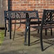 image 2 of Outdoor 4 Person Rectangular Glass Top Garden Dining Table and 2 Benches Set