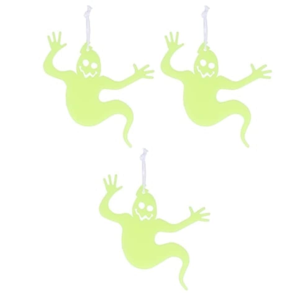 Glow in the Dark Ghost Halloween Hanging Decorations 20cm - Pack of 3
