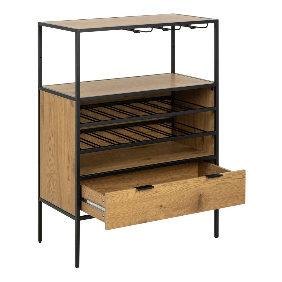 image 1 of Seaford Cabinet in Black and Oak