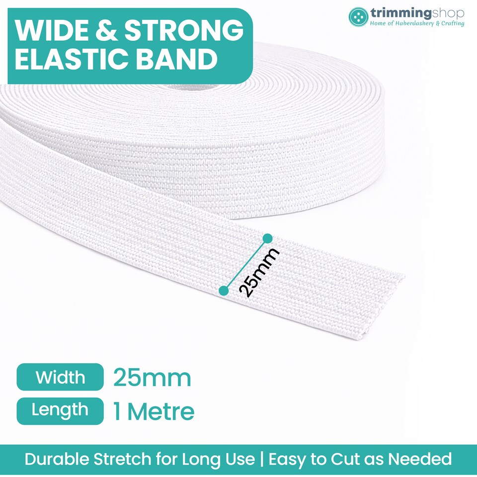image 1 of 25mm White Elastic Thread Bead Stringing DIY Crafts - 1 Metres